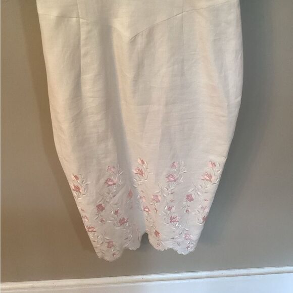 VINTAGE 80s JESSICA MCCLINTOCK WHITE PENCIL DRESS LACE EMBROIDERED BIB COLLAR - Picture 5 of 11